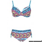 Kiddom Women Two Piece Bathing Suit Bright Floral Middle Waisted Bikini Set Blue B06Y31BY8C